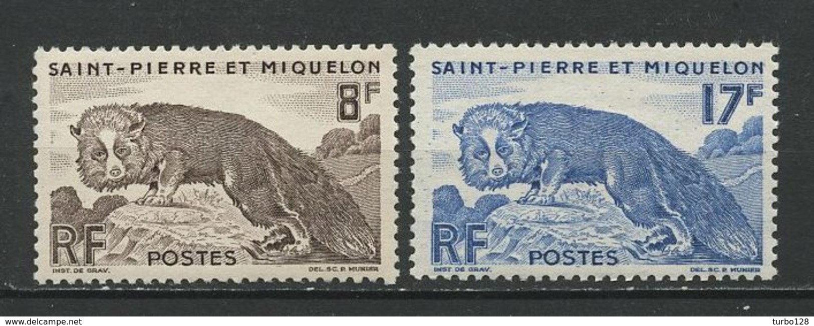 SPM MIQUELON 1952  N° 345/346 ** Neufs MNH Superbes  C 15,60 &euro; Faune Renard Argenté Animaux - Neufs