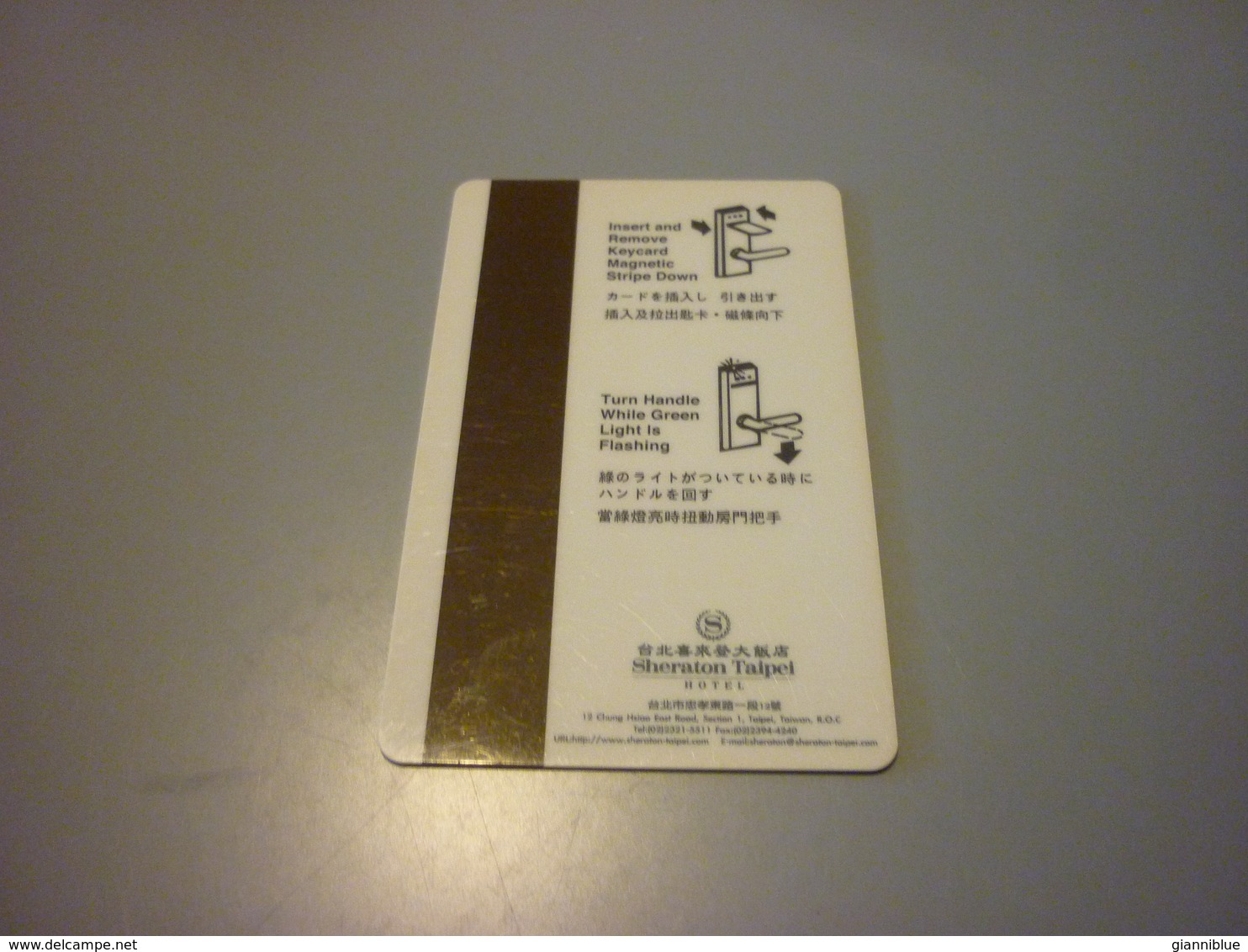 Taiwan Taipei Sheraton Hotel Room Key Card (porcelain) - Cartes D'hotel