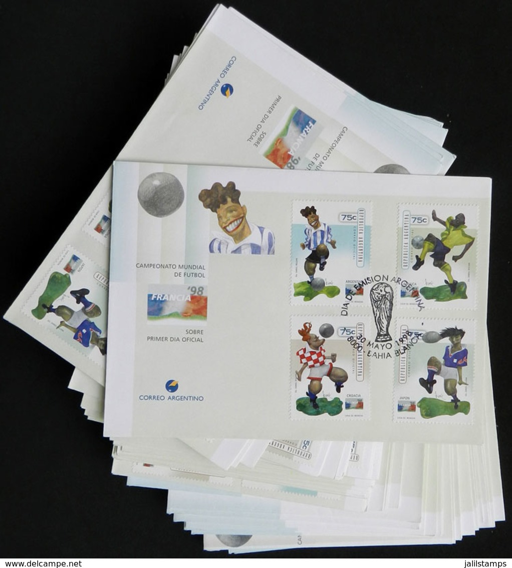 TOPIC FOOTBALL: 50 Official FDC Covers Of Argentina Commemorating The Football World Cup France 1998, All Of Excellent Q - 1998 – Francia