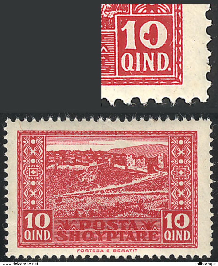 ALBANIA: "Sc.149, 1923 10q. Berati, With VARIETY: Defective ""0"" In The Right ""10"", VF Quality!" - Albania