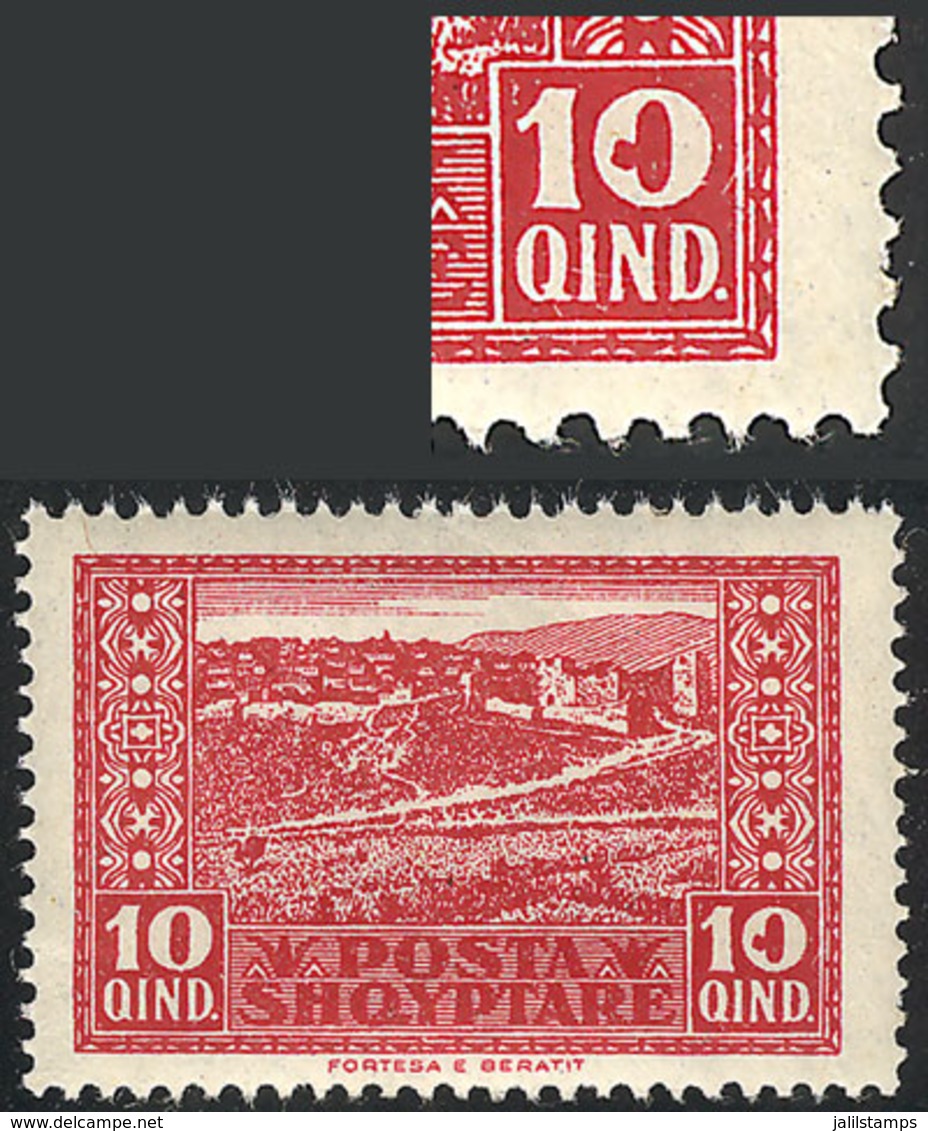 ALBANIA: "Sc.149, 1923 10q. Berati, With VARIETY: Defective ""0"" In The Right ""10"", VF Quality!" - Albanien