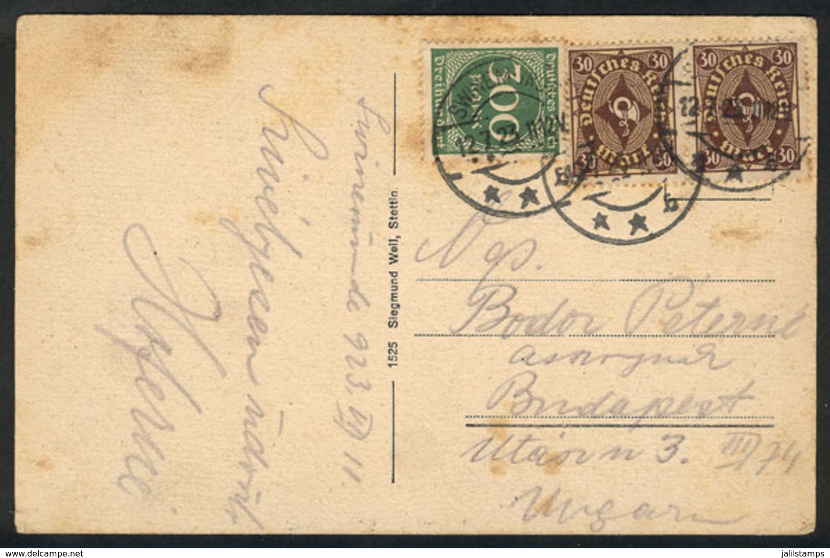 GERMANY: PC Sent From Swinemünde To Budapest On 12/JUL/1923, With Nice INFLA Postage Of 360Mk., Interesting! - Briefe U. Dokumente