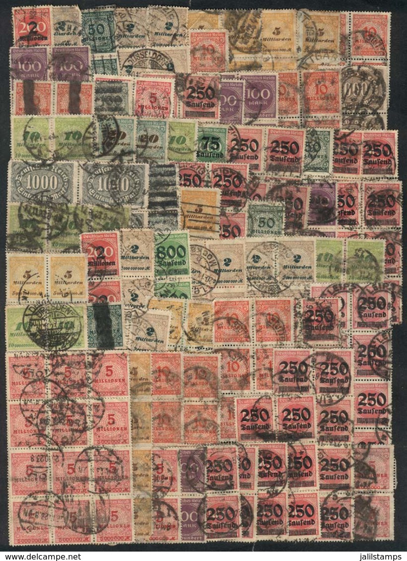 GERMANY: Lot Of More Than 60 Blocks Of 4 And Larger Of Stamps Used During The INFLATION Period, Fine General Quality, Lo - Collections