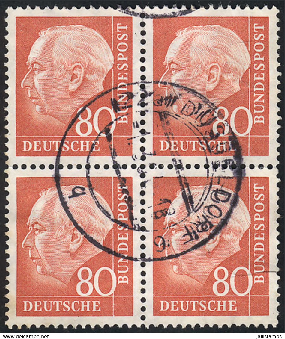 WEST GERMANY: Michel 264, Used Block Of 4, Fine Quality, Michel Catalog Value Euros 260, Guaranteed With Genuine Cancel  - Sonstige & Ohne Zuordnung