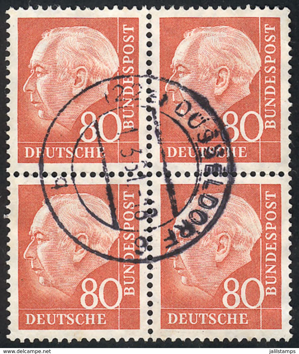 WEST GERMANY: Michel 264, Used Block Of 4, Fine Quality, Michel Catalog Value Euros 260, Guaranteed With Genuine Cancel  - Andere & Zonder Classificatie