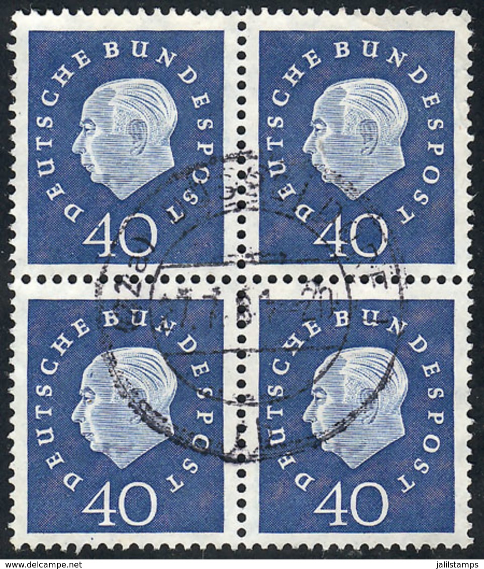 WEST GERMANY: Michel 305, Used Block Of 4, Fine Quality, Michel Catalog Value Euros 800, Guaranteed With Genuine Cancel  - Andere & Zonder Classificatie