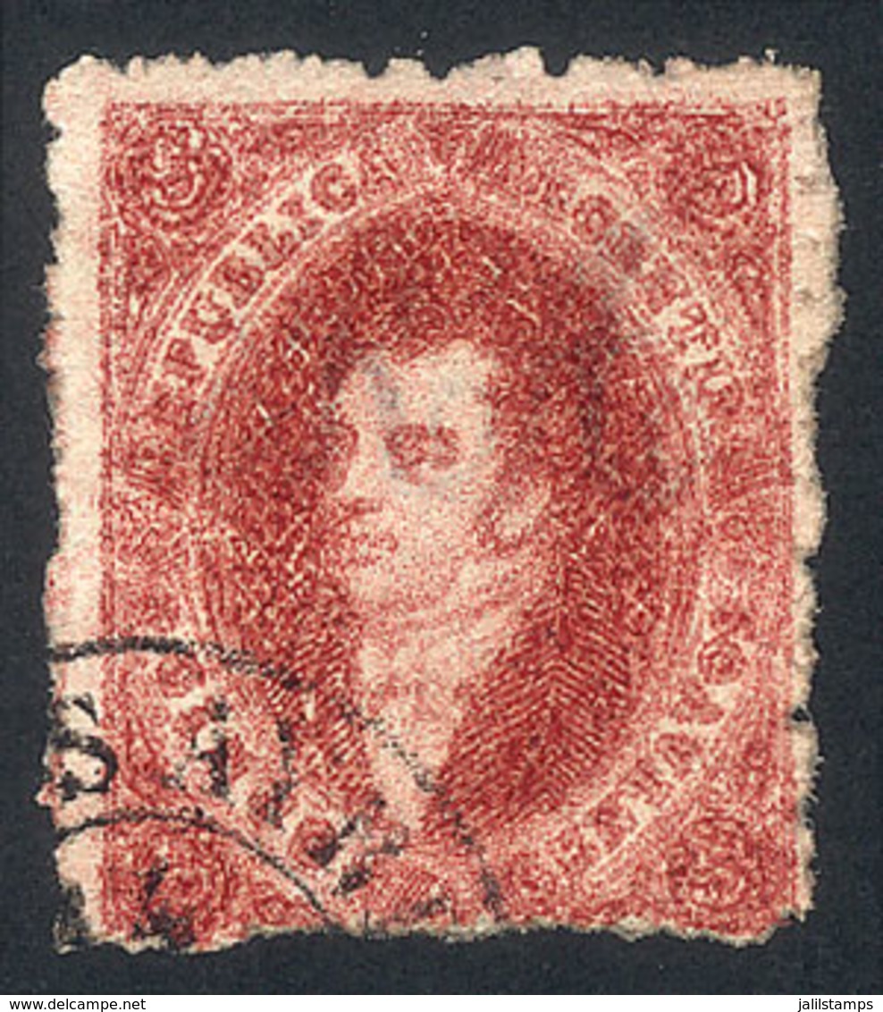 ARGENTINA: GJ.25n, CRACKED PLATE Variety, Position 40. Interesting Example With The Appeal Of A 5th Printing Copy, Rare! - Other & Unclassified