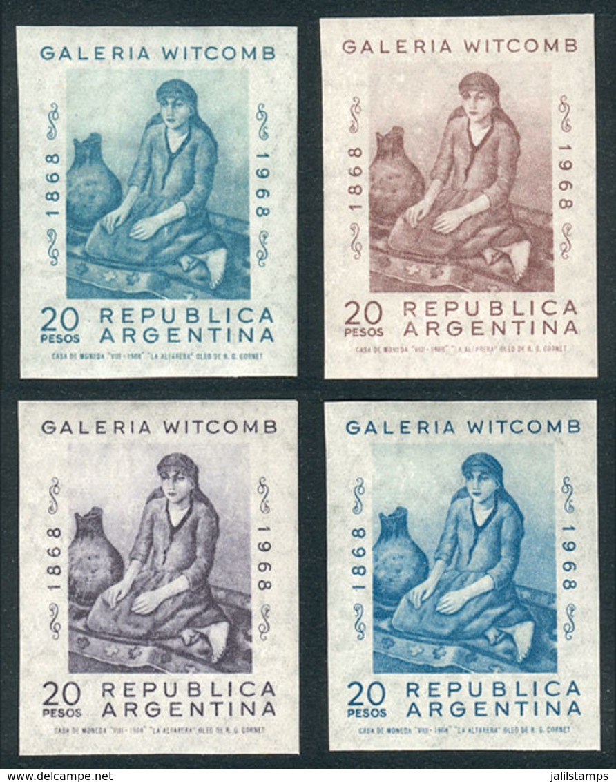 ARGENTINA: GJ.1463 (Sc.874), 1968 Witcomb Gallery, Painting, 4 Imperforate TRIAL COLOR PROOFS On Normal Paper With Gum A - Used Stamps