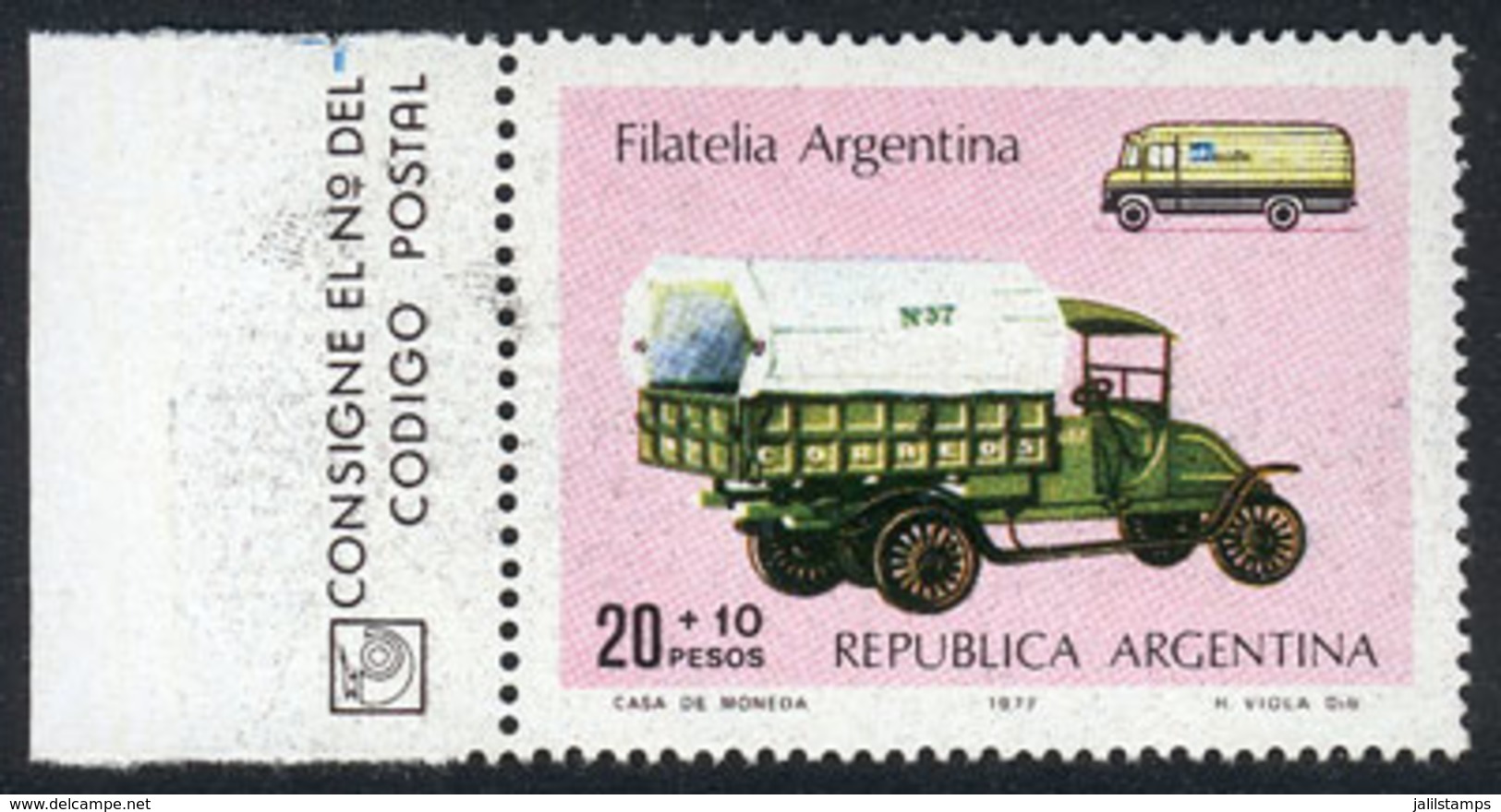 ARGENTINA: GJ.1772A, 1977 Postal Truck With Watermark Casa De Moneda, VF, GJ Catalog Value US$90. - Used Stamps