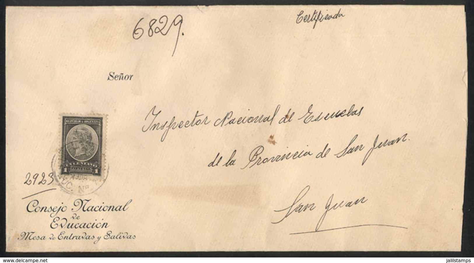 ARGENTINA: REGISTERED Cover Sent From Buenos Aries To San Juan In AP/1909 Franked With 1c. (GJ.35)!!, VF Quality, Rare! - Officials