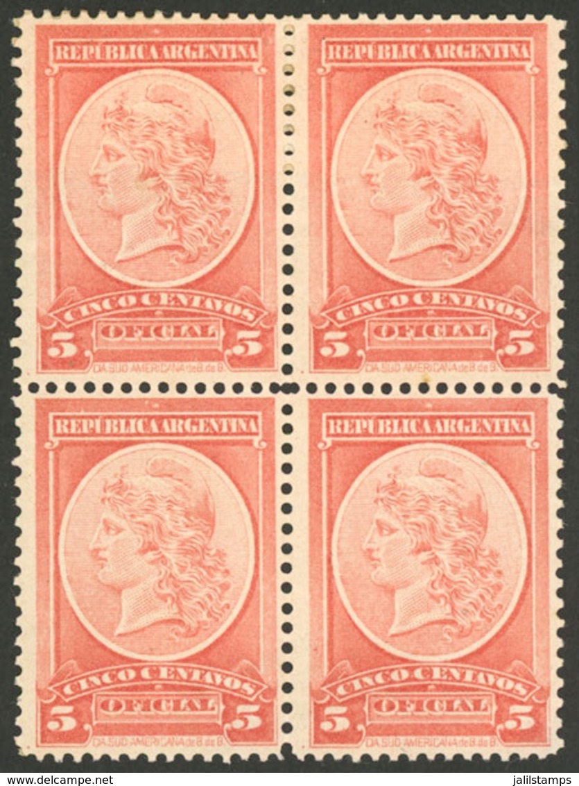 ARGENTINA: GJ.48, Perforation 12x11½, Mint Block Of 4 Of VF Quality, Scarce! - Dienstzegels