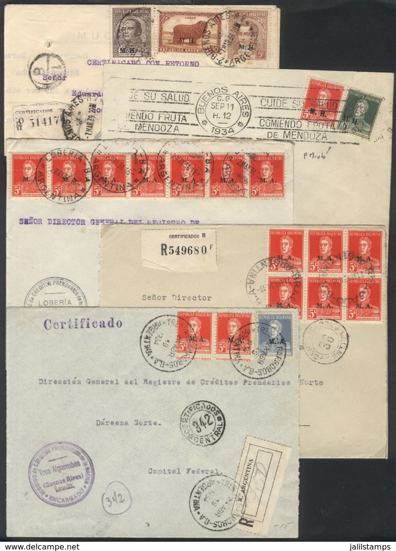 ARGENTINA: Folder With About 65 Covers (some Are Wrappers, A Few Are Fronts) Used In 1920s To 1940s, Franked With Depart - Dienstzegels