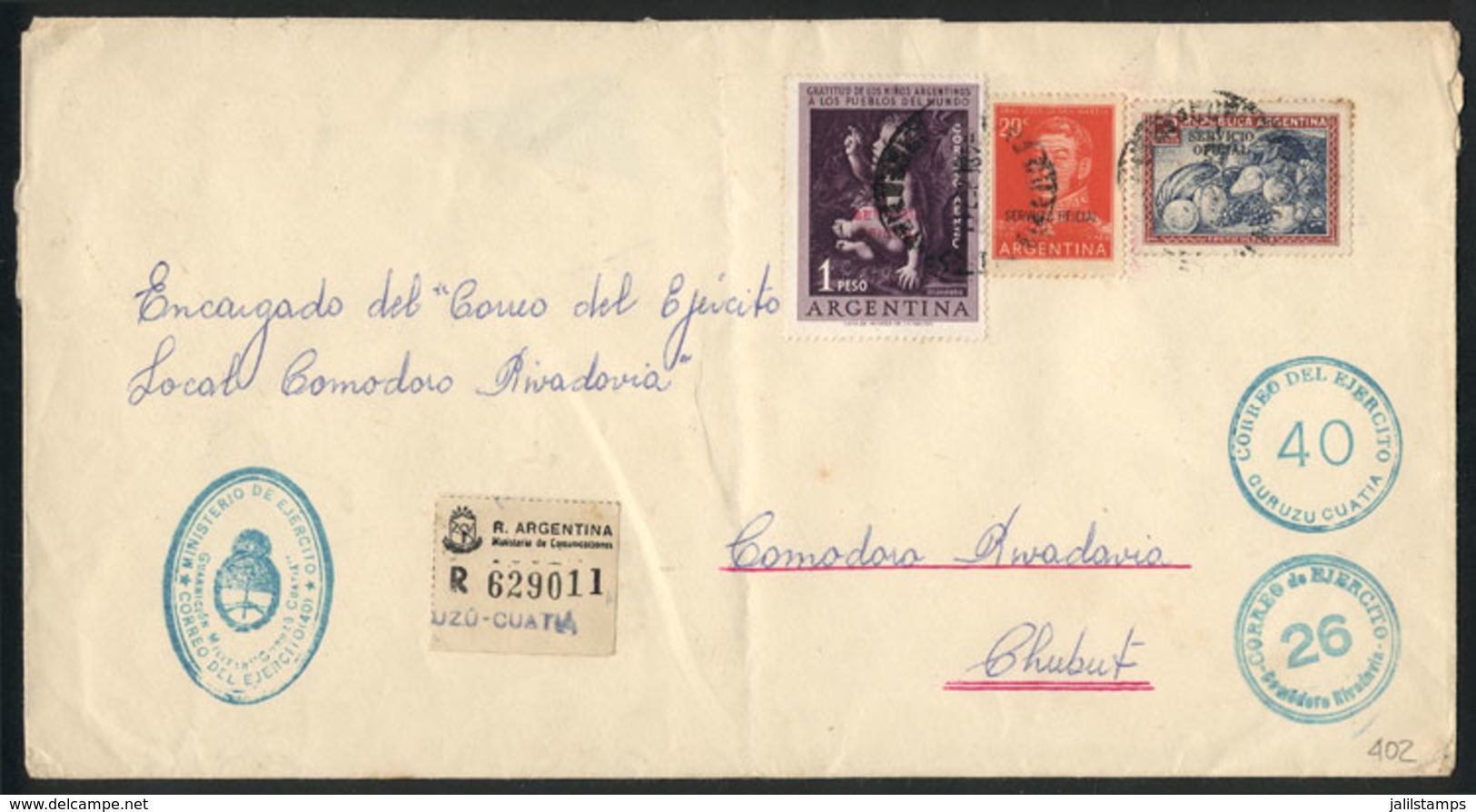 ARGENTINA: "Registered Cover Sent From Curuzú Cuatiá To Comodoro Rivadavia On 4/SE/1957, With Combination Of Stamps Stam - Officials