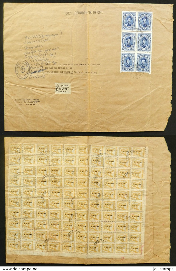 ARGENTINA: FANTASTIC POSTAGE And LARGEST MULTIPLE: Large Cover Sent From Ezeiza To Concepción Del Uruguay On 21/AP/1967, - Dienstzegels