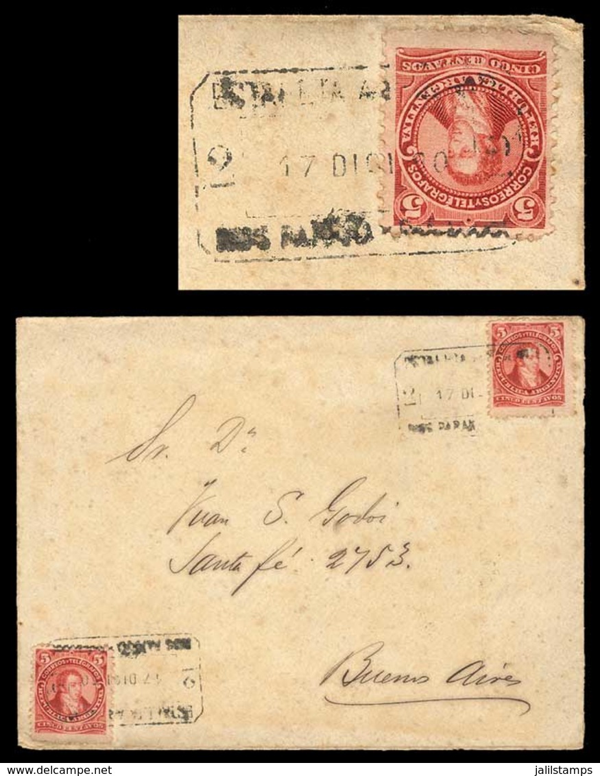 ARGENTINA: "Cover Franked By GJ.106 X6, Cancelled ""ESTAFETA FLUVIAL . . .2 - DEL PARANÁ . . ."", Rosario Transit Backst - Préphilatélie