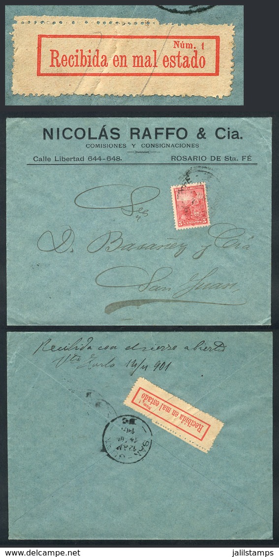 ARGENTINA: "Cover Franked With 5c. Liberty, Sent From Rosario To SAn Juan On 11/AP/1901. Upon Arrival It Received The Ma - Voorfilatelie