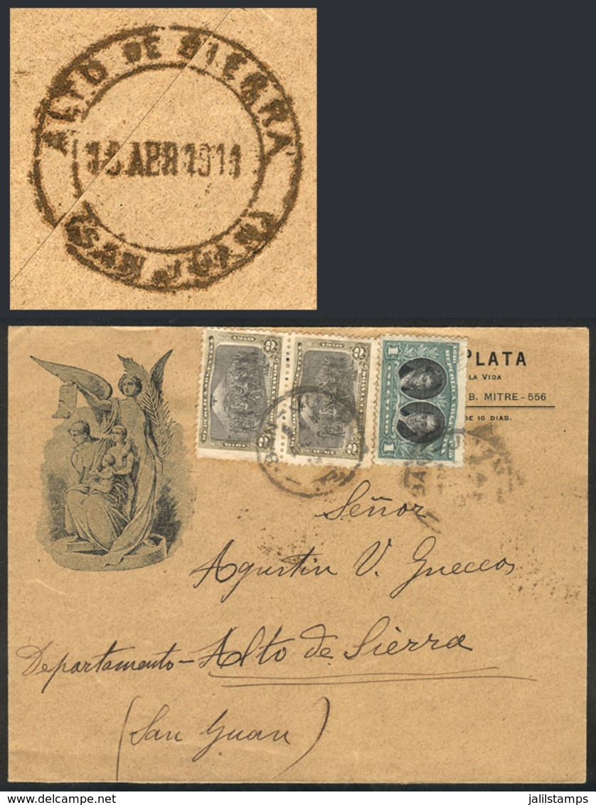 ARGENTINA: Cover Franked With 5c. (stamp Of The Issue Centenary Of The Revolution) Sent From San Juan To Alto De Sierra  - Préphilatélie