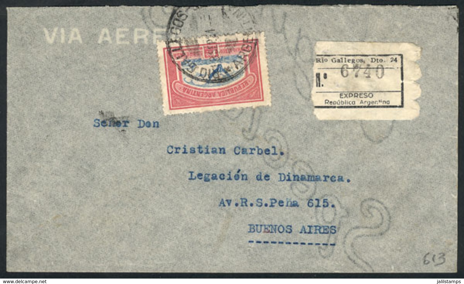 ARGENTINA: Airmail Cover Sent From Rio Gallegos To Buenos Aires On 18/SE/1934, Franked By GJ.651 ALONE (1.08P. First Air - Prephilately