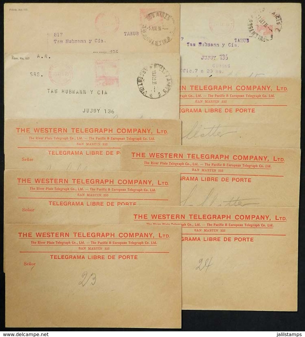 ARGENTINA: Circa 1935: 9 Covers Of Telegraph Companies Used To Send Telegrams With FREE POSTAGE, VF Quality, Rare Group! - Prephilately