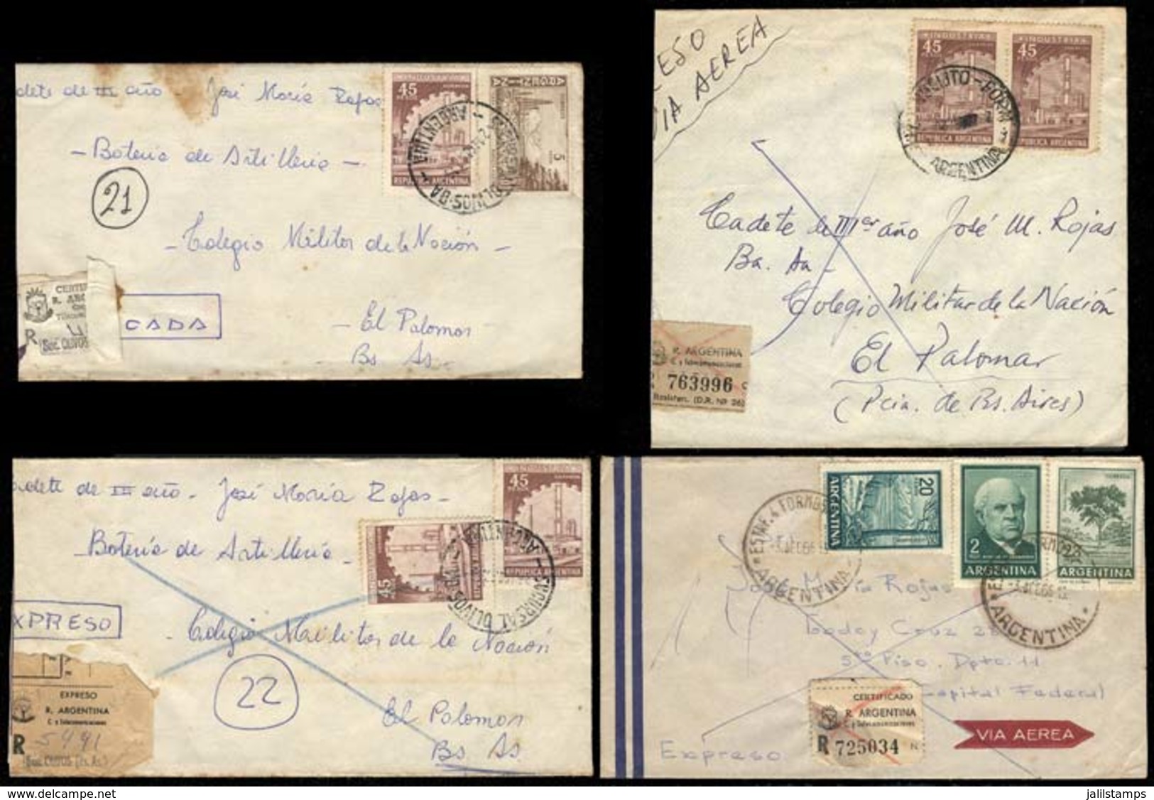 ARGENTINA: More Than 65 Covers Used In The 1960/70s, Most Registered Or Express With Very Good Postages With Definitive  - Prephilately