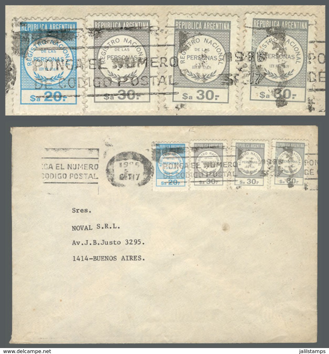 ARGENTINA: Cover Sent From Rosario To Buenos Aires On 17/SE/1985, Franked With REVENUE STAMPS Of The National Registry O - Prephilately