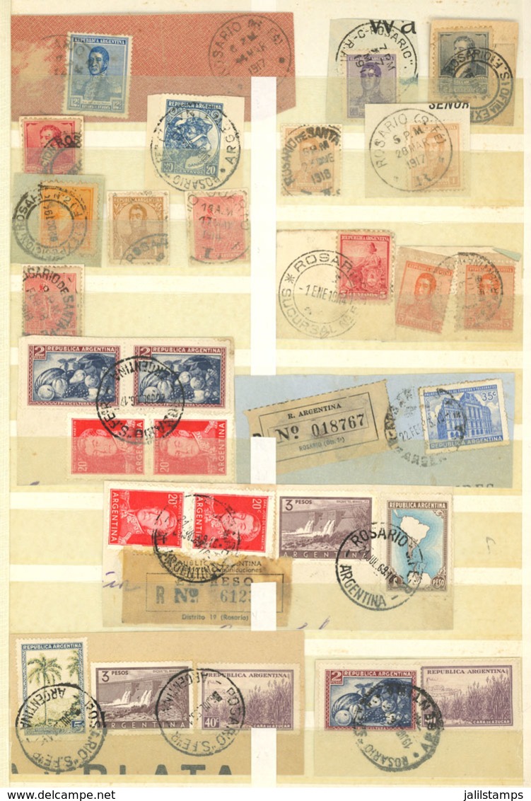 ARGENTINA: CANCELS OF ROSARIO: Stockbook With About 250 Pieces Between Fragments, Fronts And Covers With Varied Cancels  - Collections, Lots & Series