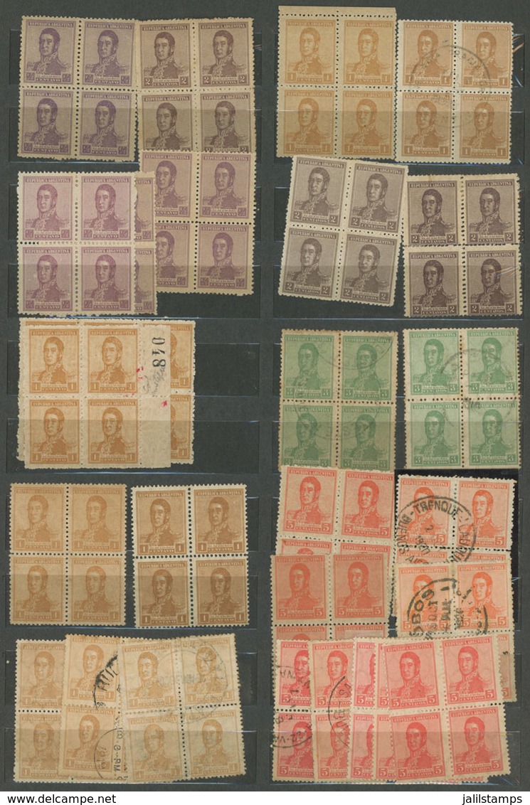 ARGENTINA: "Stock Of Old Stamps In Stockbook, Including Many Blocks Of 4 (mint Or Used), Most ""San Martin"" Issues Issu - Collections, Lots & Series