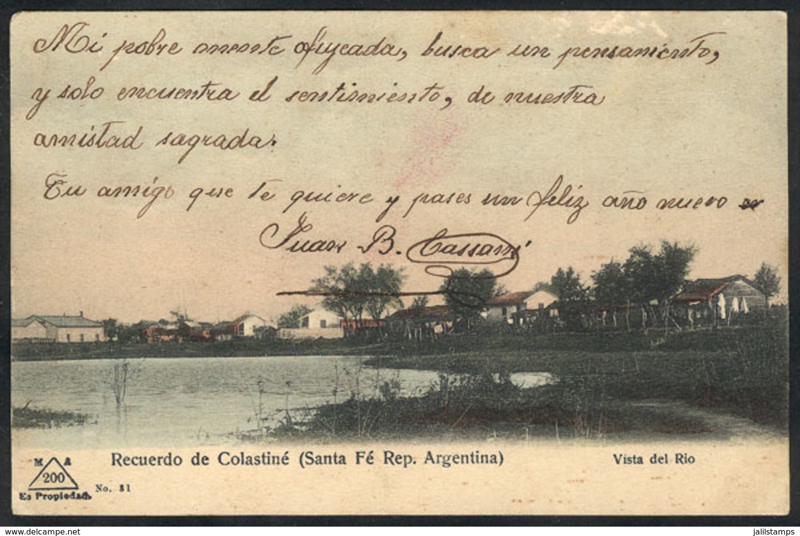 ARGENTINA: Santa Fe: Colastiné, View Of The River, Used In 1908, VF Quality! - Argentina