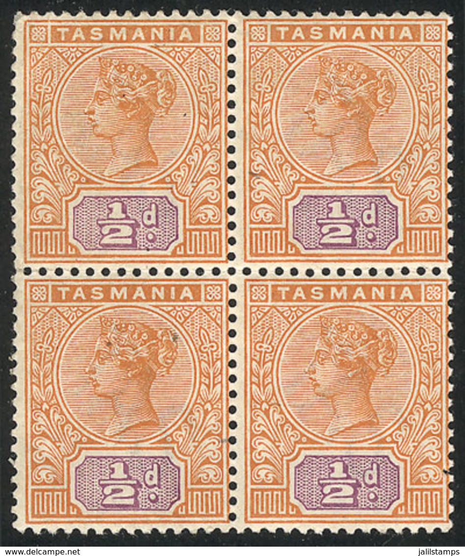 AUSTRALIA: Sc.76, Beautiful Mint Block Of 4, The Top Stamps Are Very Lightly Hinged (appear MNH), VF Quality! - Mint Stamps