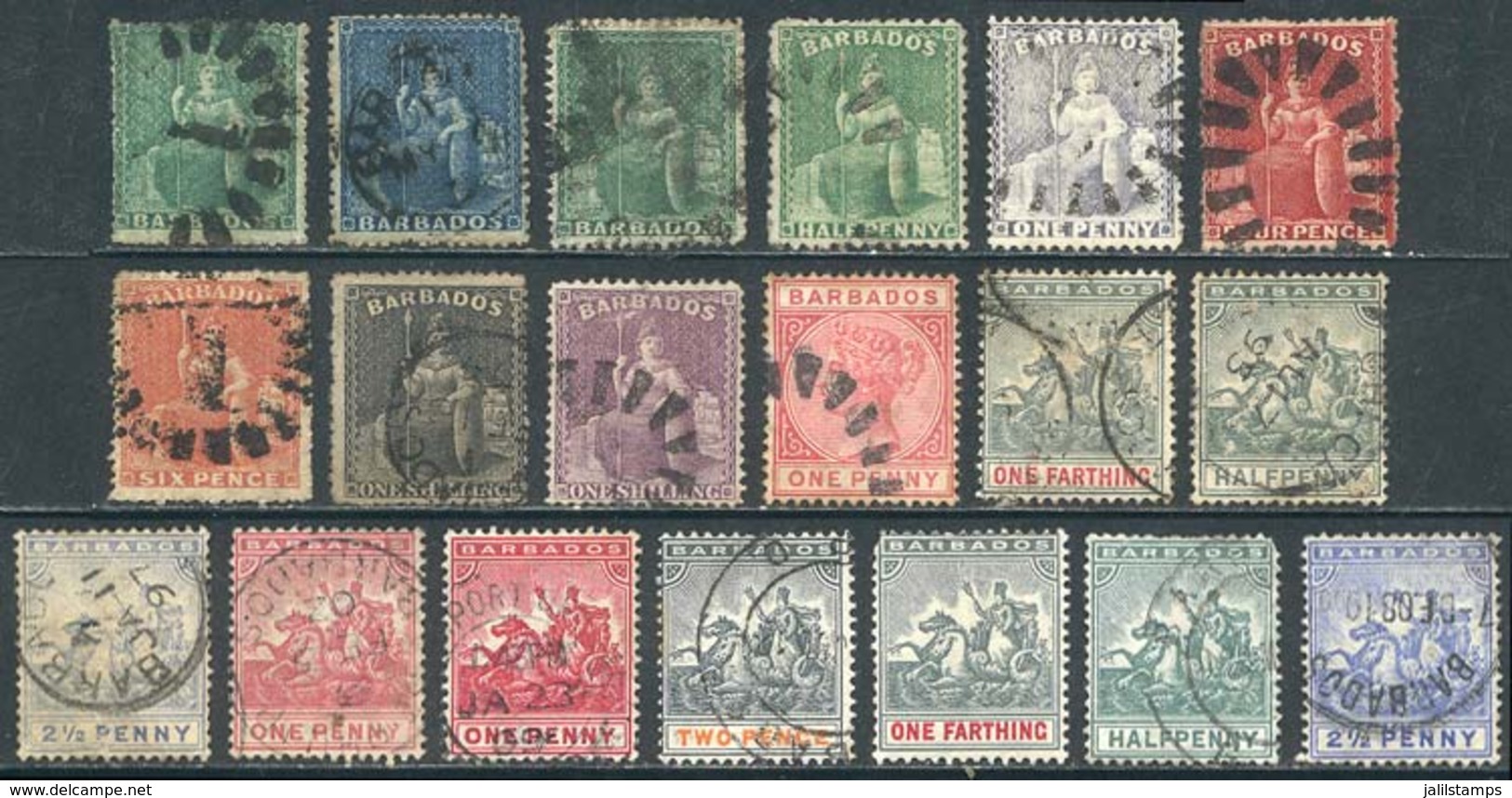 BARBADOS: Lot Of Classic Stamps, General Quality Is Fine To VF, Scott Catalog Value Approx. US$200. - Barbados (...-1966)