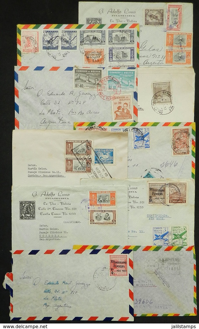 BOLIVIA: 19 Covers Sent To Argentina (almost All Of The 1950s), Most Airmail And Many Registered. With Some Nice Postage - Bolivië