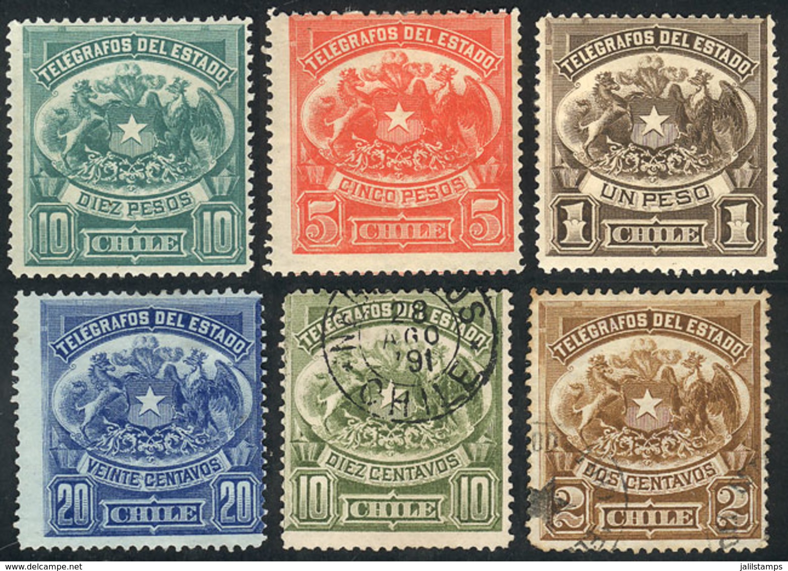 CHILE: Yvert 1/6, 1883 Cmpl. Set Of 6 Values, Fine Quality! - Chili