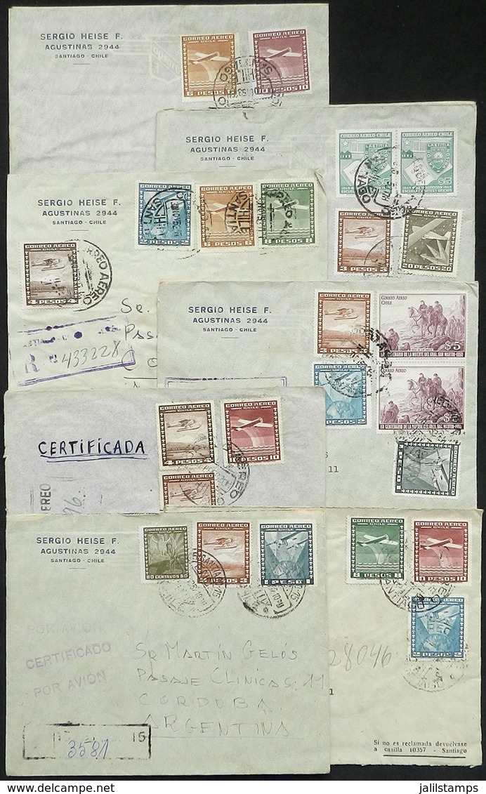 CHILE: 33 Covers + 1 Front Sent To Argentina (almost All Of The 1950s), Most Airmail And Many Registered. With Some Nice - Chili