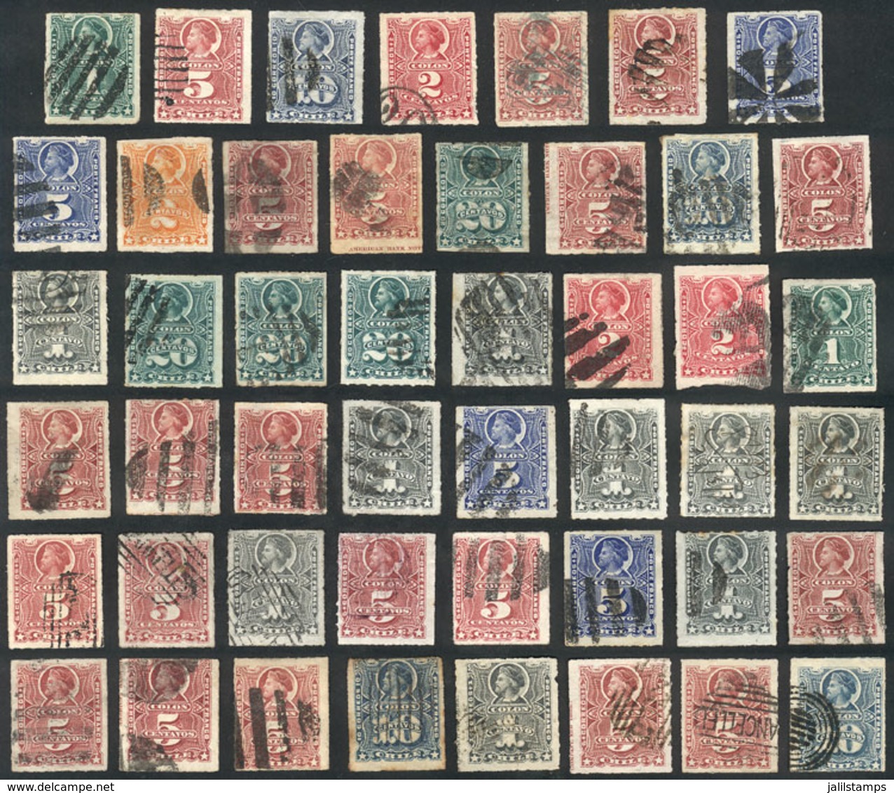 CHILE: Lot Of 47 Old Stamps, Most With Interesting Mute Or Semi-mute Cancels, VF Quality! - Chili