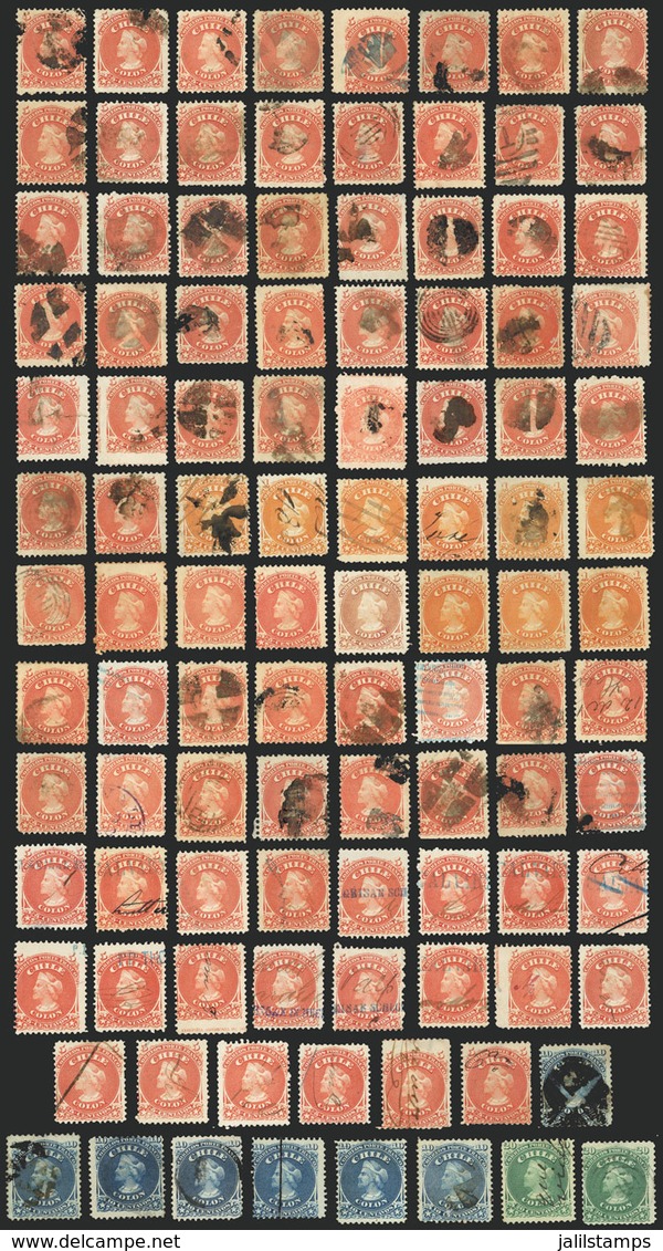 CHILE: Lot Of Post-classic Stamps, There Are Some Very Interesting Cancels, VF General Quality! - Chili