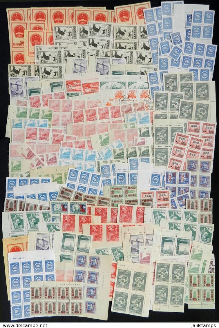 CHINA: Large Number Of Stamps (most Unused), Almost All In Blocks Of 4 Or Larger And Many Of The Latter With Sheet Margi - Collections, Lots & Series