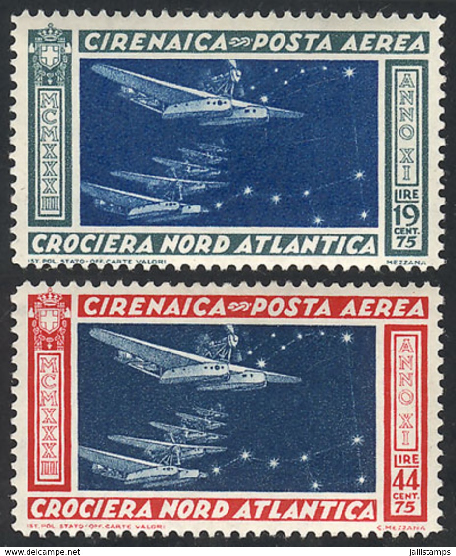 CYRENAICA: Sc.C18/C19, 1933 Crossing Of The North Atlantic, Cmpl. Set Of 2 Values, Mint Very Lightly Hinged, VF Quality! - Cirenaica