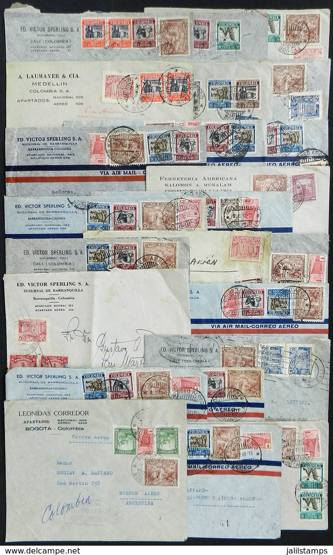 COLOMBIA: 22 Covers (most Airmail) Sent To Argentina In 1939/40 With Nice And Colorful Postages, VF Quality! - Colombia