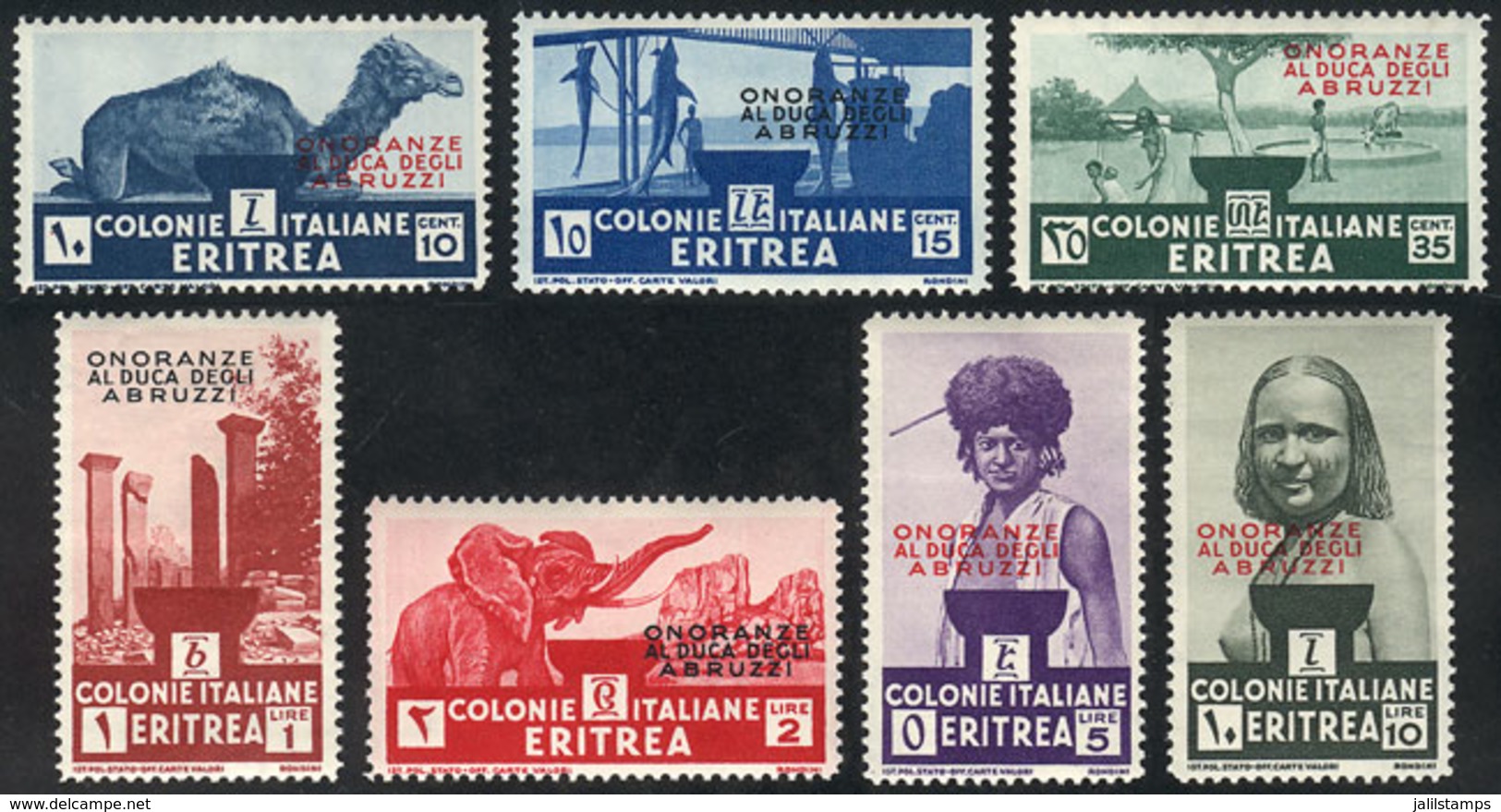 ERITREA: Sc.168/174, 1934 Abruzzi Issue, Cmpl. Set Of 7 Values, Mint Lightly Hinged, VF Quality! - Eritrea
