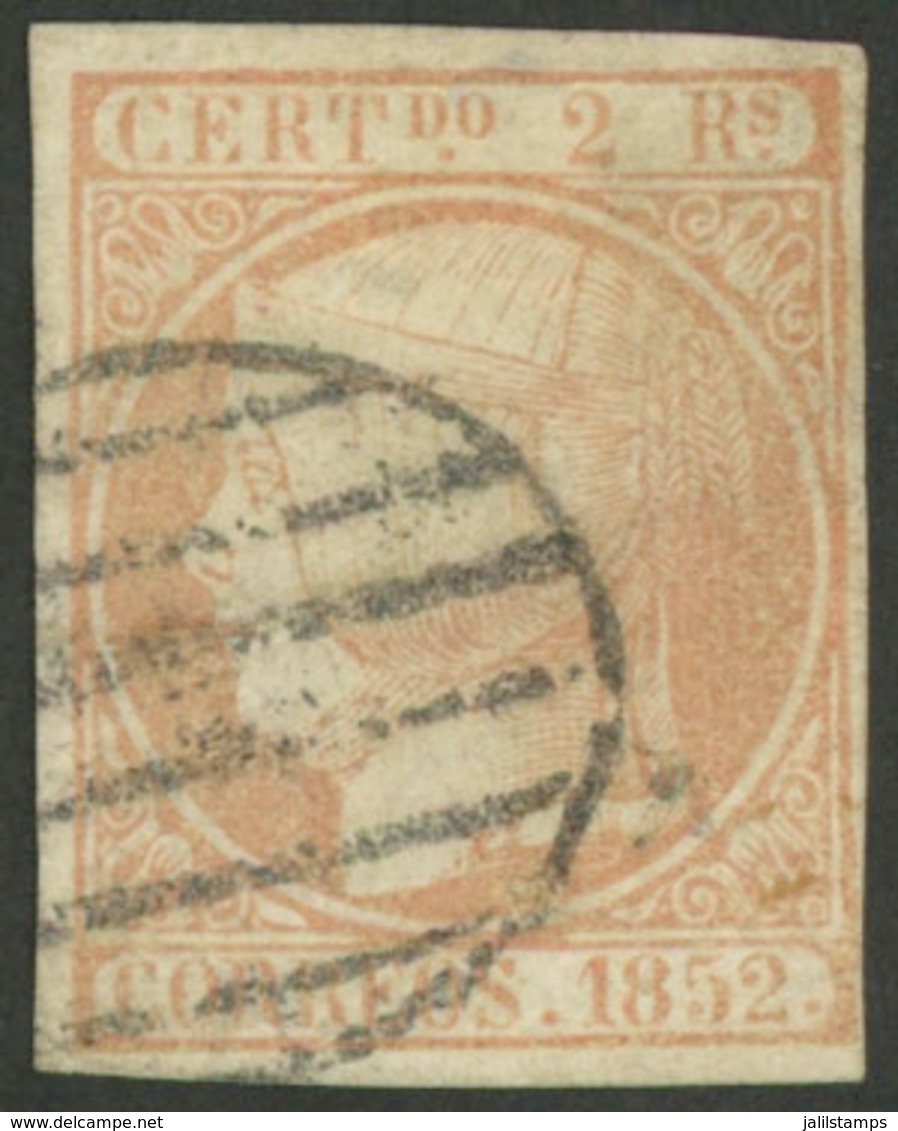 SPAIN: Yvert 14, 1852 2R. Dull Orange, Used, Minor Thins On Back, Good Front, Catalog Value Euros 5,500. - Unused Stamps