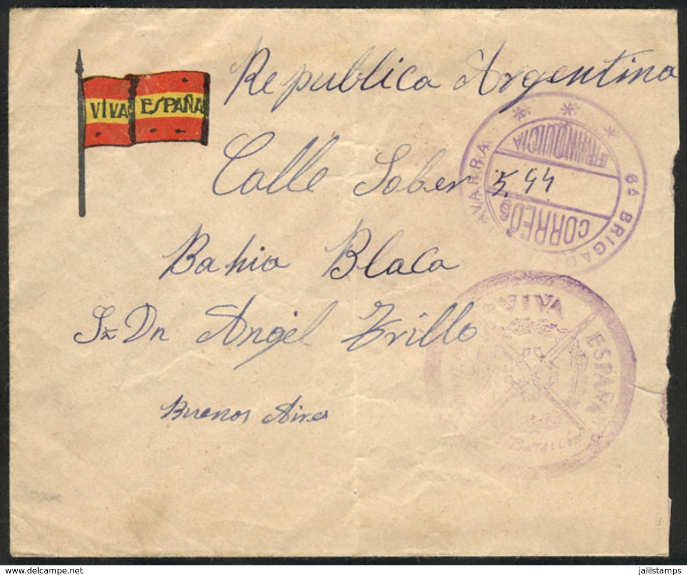 SPAIN: "CIVIL WAR: Cover Sent With Military Postal Franchise By A Soldier Of The ""Zamora Infantry Regiment, Bilbao Fron - Lettres & Documents