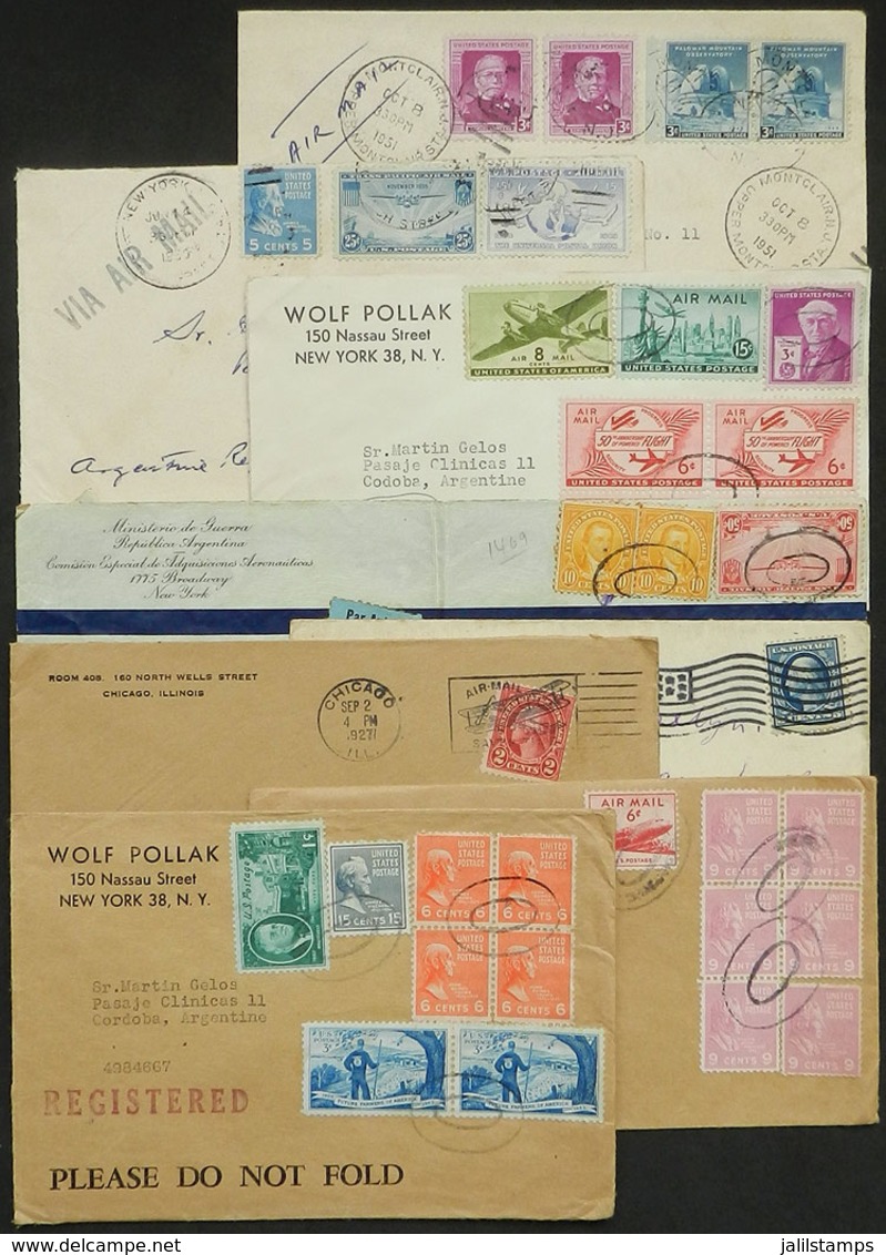 UNITED STATES: 45 Covers Sent To Argentina (almost All Of The 1950s), Most Airmail And Many Registered. With Some Nice P - Postal History