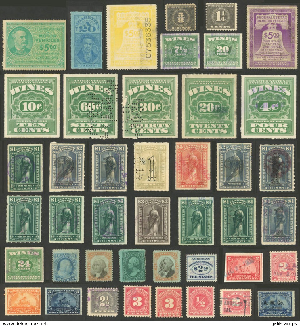 UNITED STATES: Interesting Lot Of Revenue Stamps, Fine To VF General Quality (some With Minor Defects), Very Useful Lot  - Fiscaux