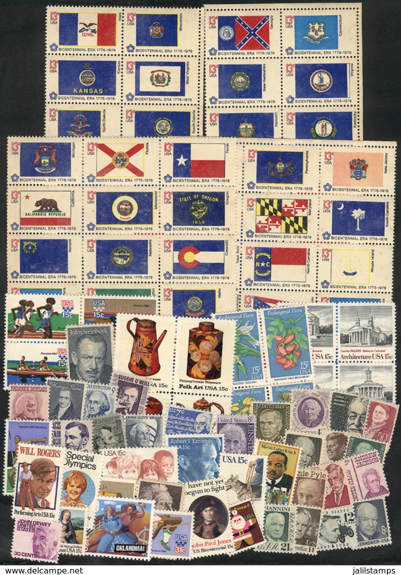 UNITED STATES: Lot Of Stamps, Mint Original Gum But With Defects On Gum. ONLY USEFUL AS POSTAGE, Not Collectible. Face V - Collections