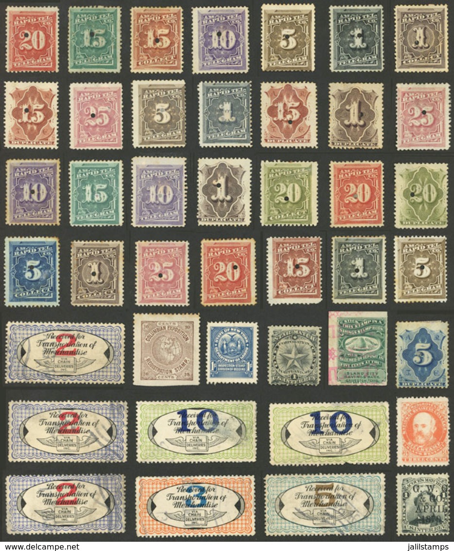 UNITED STATES: Telegraphs, Private Posts, Cinderellas, Etc.: Interesting Lot Of Varied Stamps, The General Quality Is Fi - Etats-Unis