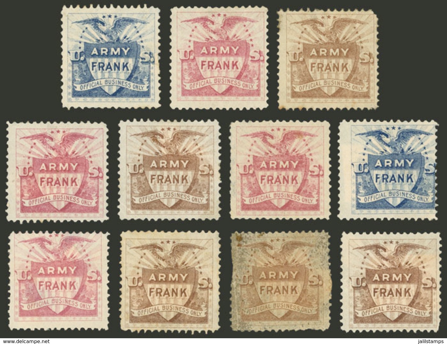 UNITED STATES: ARMY FRANK: Several Examples Of The 3 Values, Used Or Mint, Some With Gum, Fine General Quality, Very Nic - Verenigde Staten