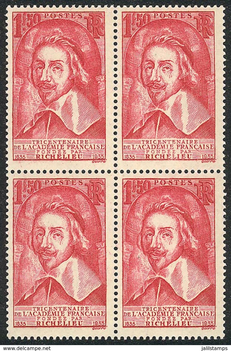 FRANCE: Sc.304, 1935 Cardinal Richelieu, MNH Block Of 4, Excellent Quality. Catalog Value US$280, Superb! - Andere & Zonder Classificatie