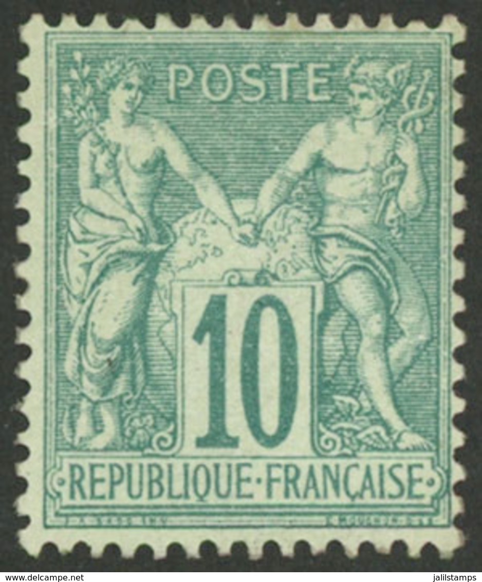 FRANCE: Yvert 65, 1876/8 10c. Green, Lightly Hinged, Very Fine Quality, Catalog Value Euros 1,200 - Autres & Non Classés