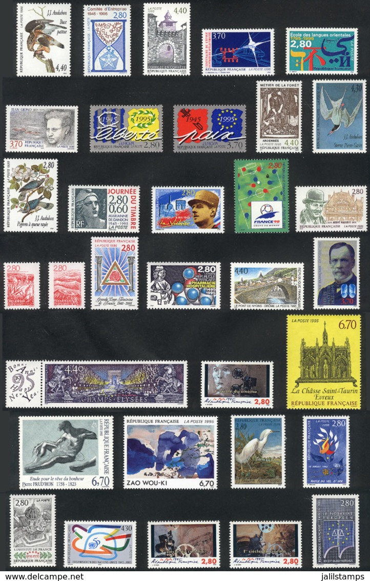 FRANCE: Stamps Of Year 1995 (incomplete), Extremely Fresh And Of Excellent Quality, Including Souvenir Sheets And Bookle - Verzamelingen