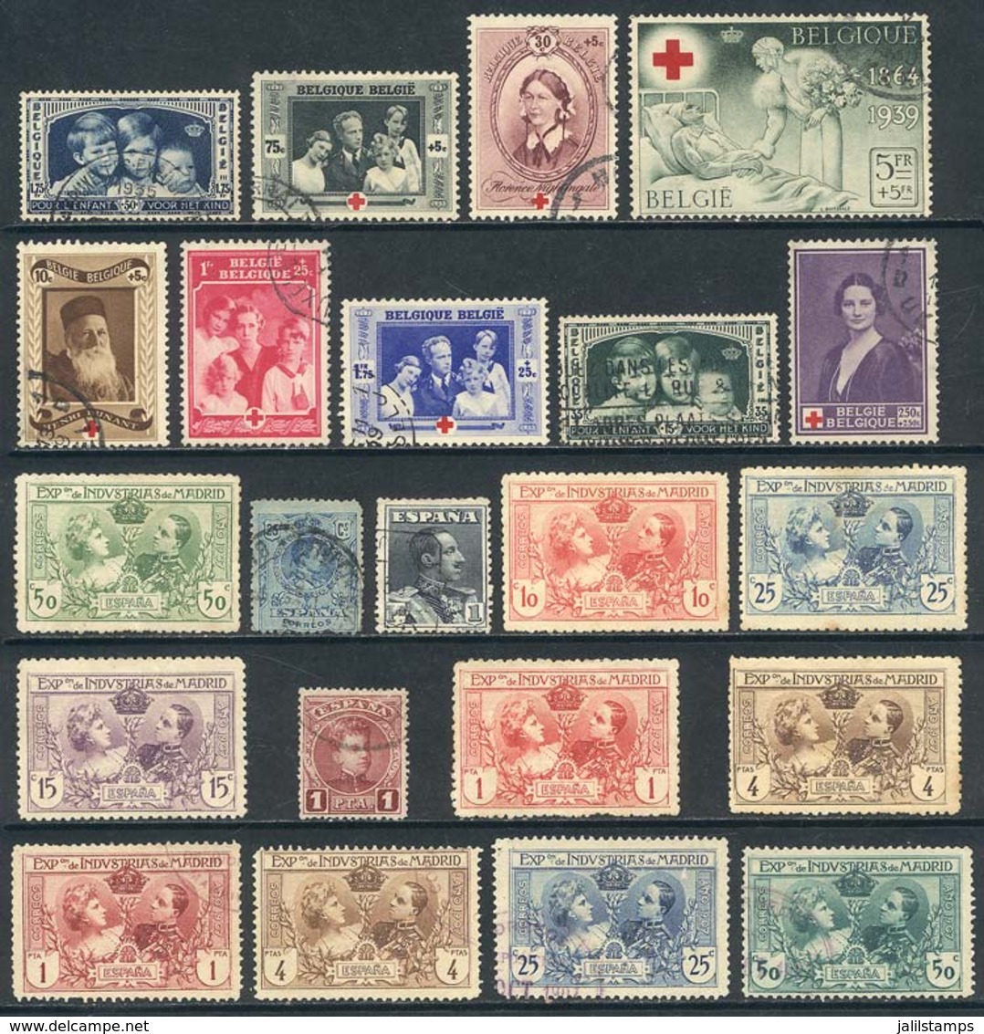 FRANCE + BELGIUM + SPAIN: Lot Of Interesting Stamps, General Quality Is Fine To VF (few Can Have Minor Defects), High Ca - Andere & Zonder Classificatie